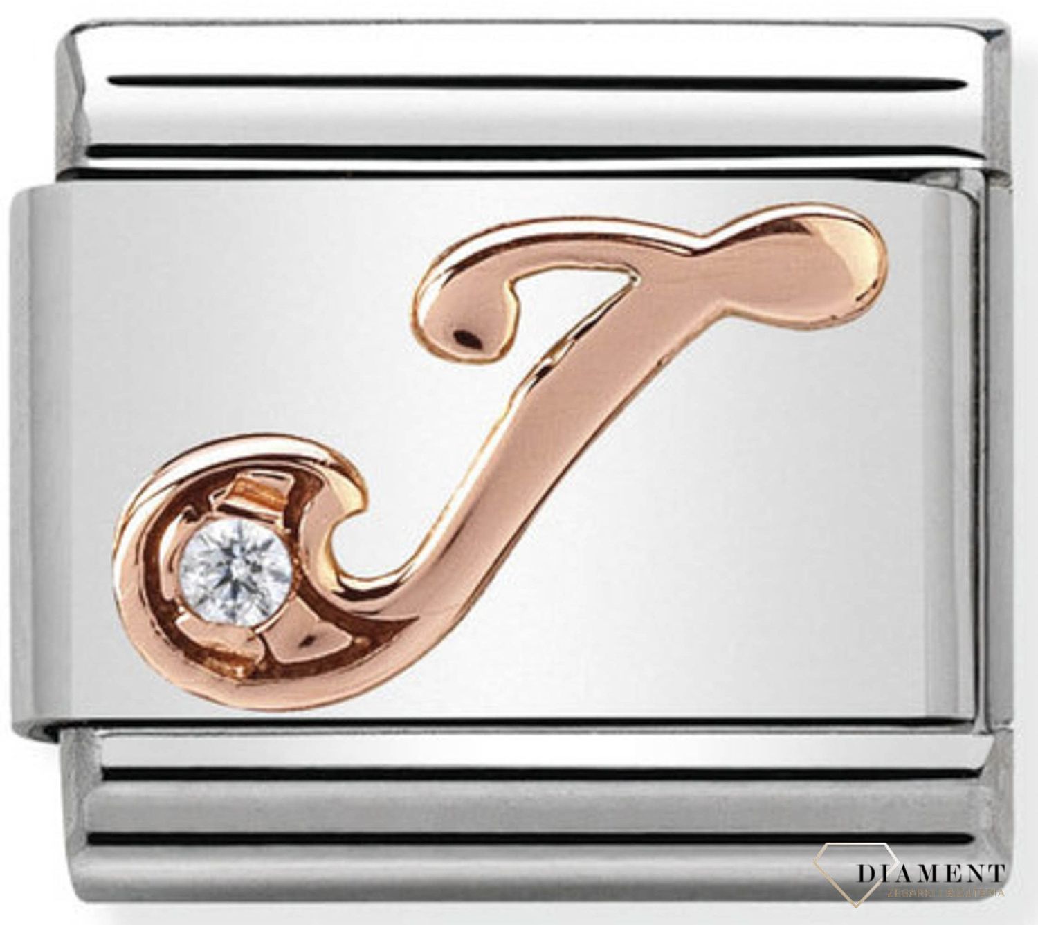 Nomination Link 9K zawieszka różowe złoto 'Litera J z cyrkonią' 430310 10 biżuteria nomination nomination zawieszki nomination baza.jpg